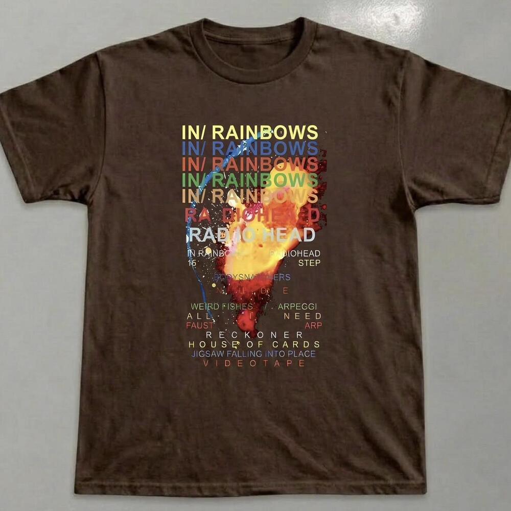 Radiohead In Rainbows Brown T Shirt Fit